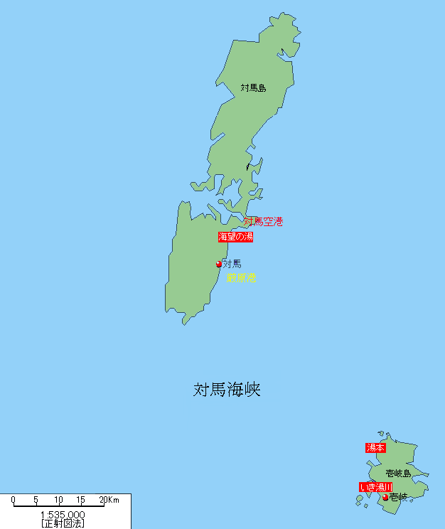 対馬・壱岐温泉地図