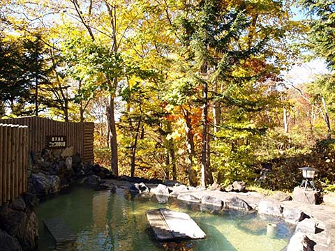 ニセコ温泉郷いこいの湯宿いろは露天風呂秋景色画像