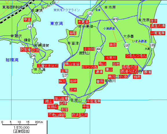 房総半島温泉地図