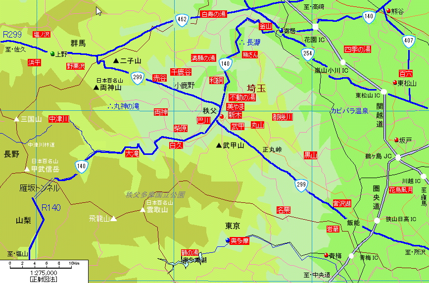 埼玉秩父温泉地図