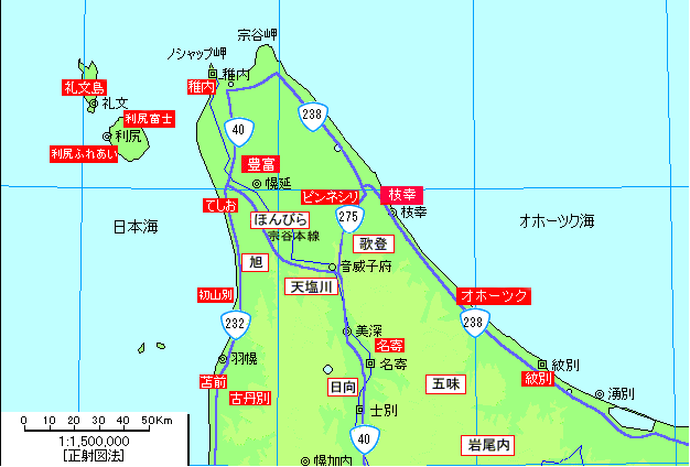 北海道・道北温泉地図