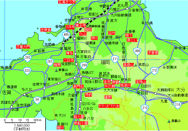 福岡温泉地図