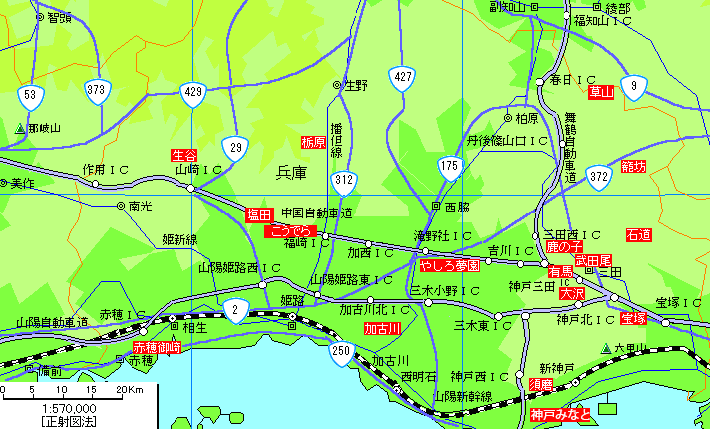 兵庫南部温泉地図