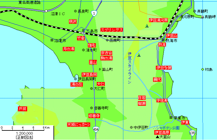 伊豆北部温泉地図