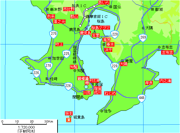 鹿児島南部温泉地図