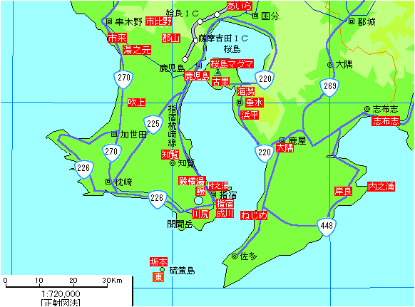 鹿児島温泉地図 指宿 薩摩半島 大隅半島 心を癒す日本温泉