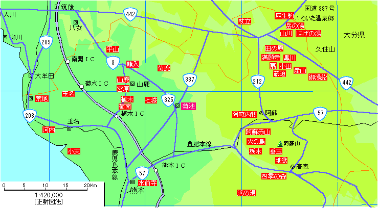 熊本県北部温泉地図