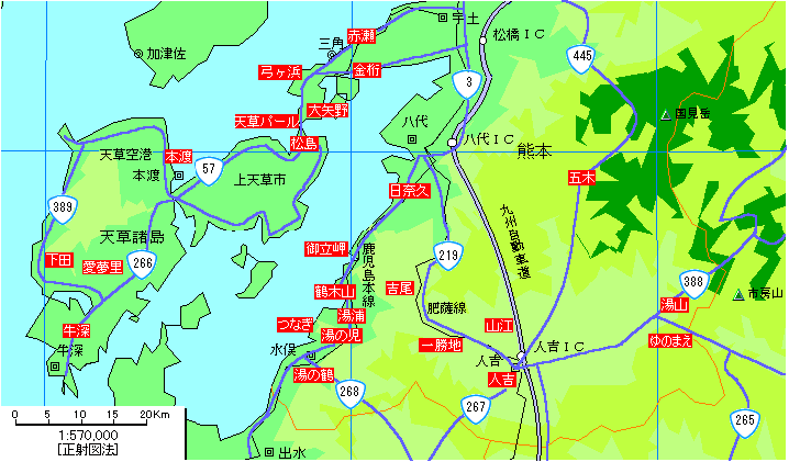 熊本南部温泉地図