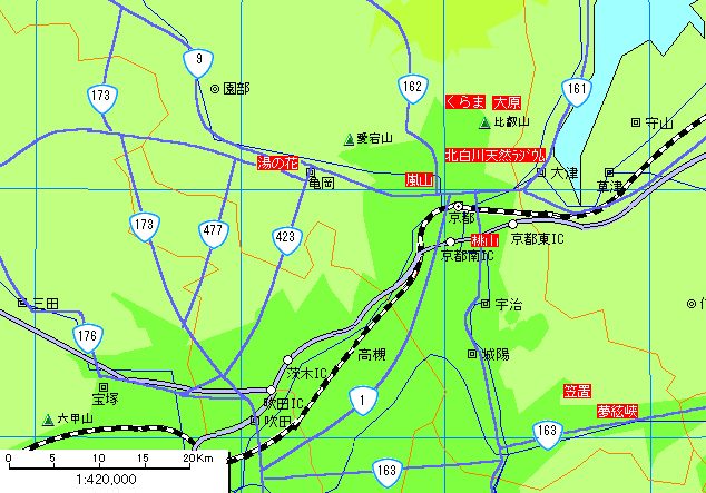 京都南部温泉地図