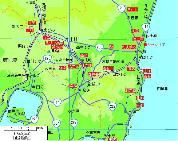 宮崎南部温泉地図