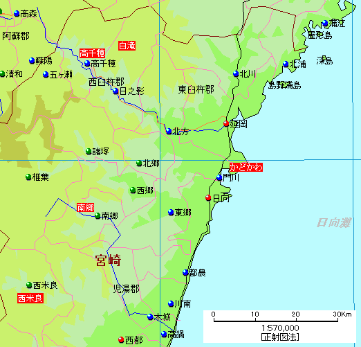 宮崎北部温泉地図