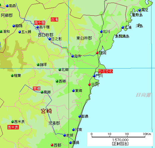 宮崎温泉地図 北部 高千穂 心を癒す日本温泉ネットワーク