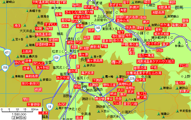 長野中部温泉地図