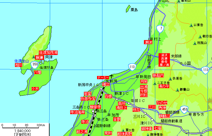 新潟北部温泉地図
