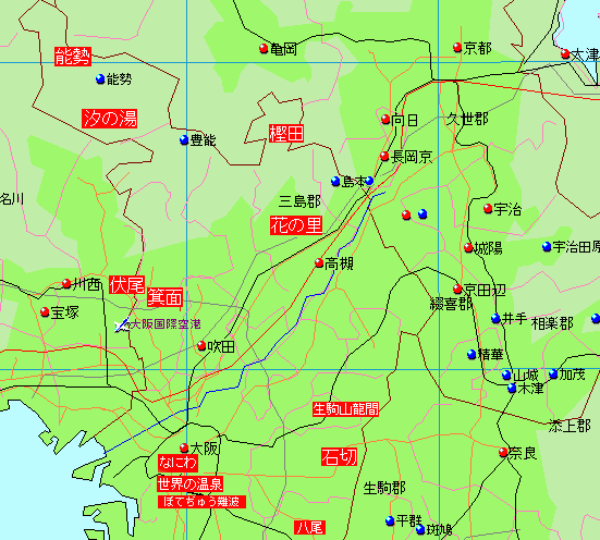 大阪北部温泉地図