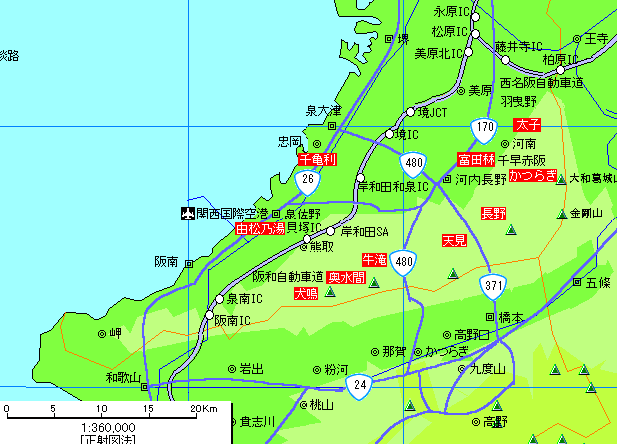 大阪南部温泉地図
