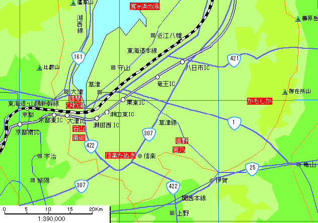 滋賀南部温泉地図