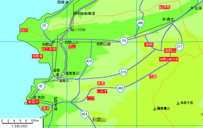 和歌山北部温泉地図