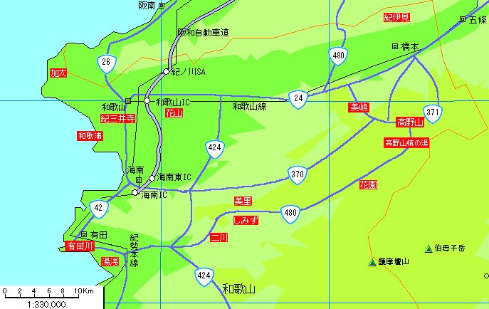 和歌山温泉地図 北部 有田 高野山 心を癒す日本温泉ネットワーク