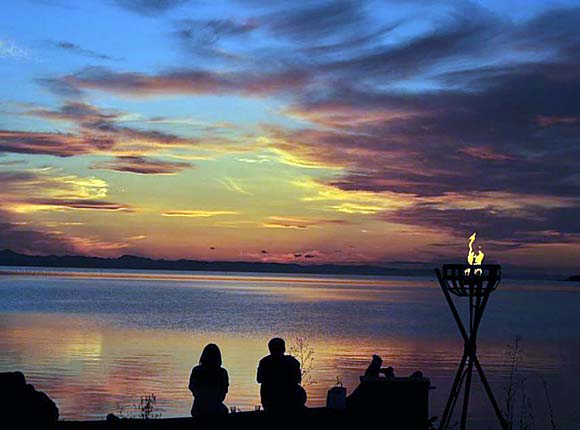 サロマ湖夕陽画像
