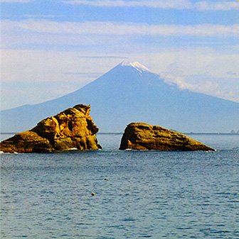 雲見海岸から望む富士山画像