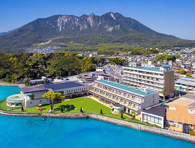 島原温泉 HOTELシーサイド島原 全景空撮画像
