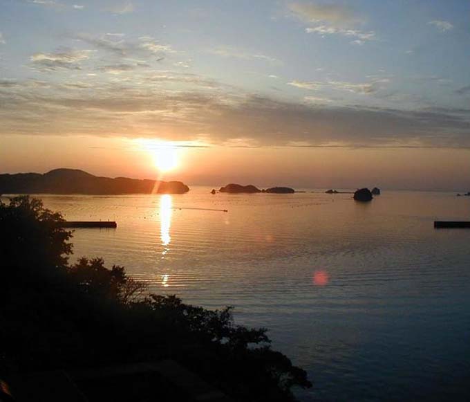 壱岐 湯元湾の夕陽画像