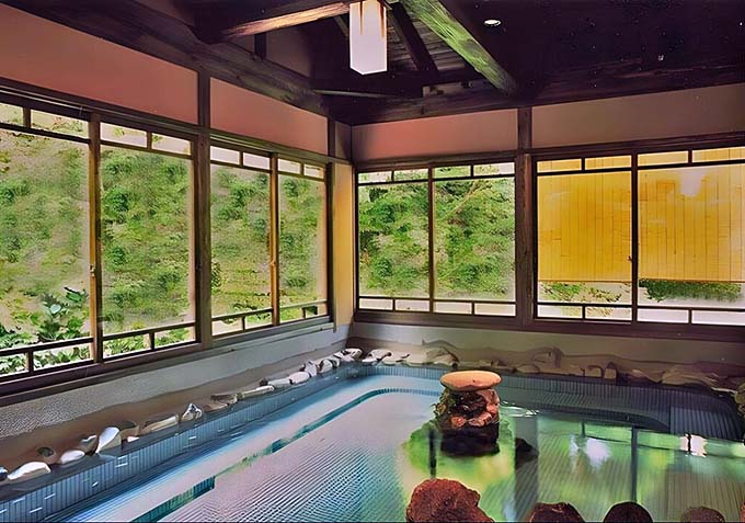 栃尾又温泉 湯治の宿 神風館 共同浴場「霊泉の湯」内湯画像