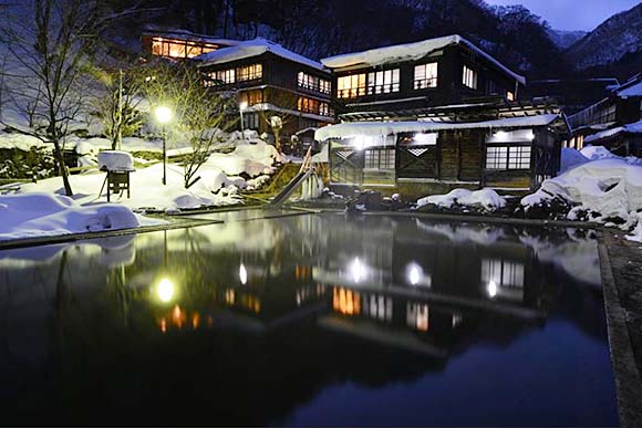 北温泉旅館冬景色画像
