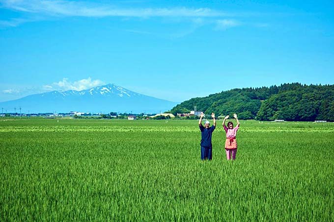 湯田川温泉 荘内平野と鳥海山画像
